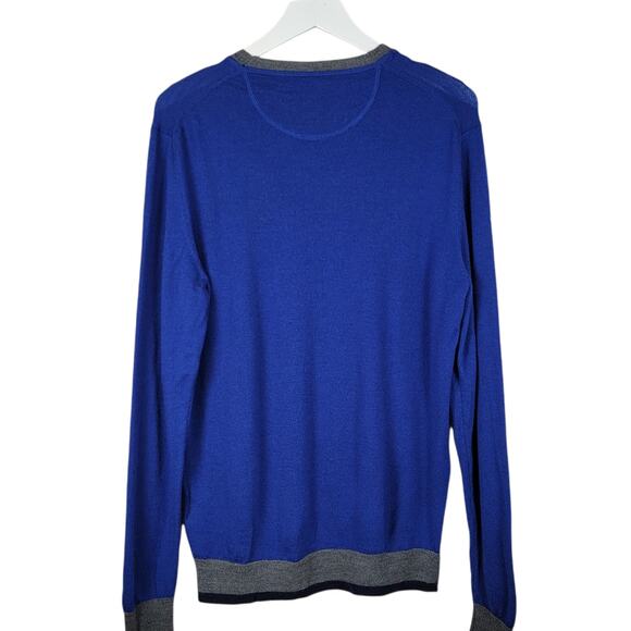 TASSO ELBA Cobalt Blue Merino Wool Blend Crewneck Sweater - Size L - Picture 4 of 7